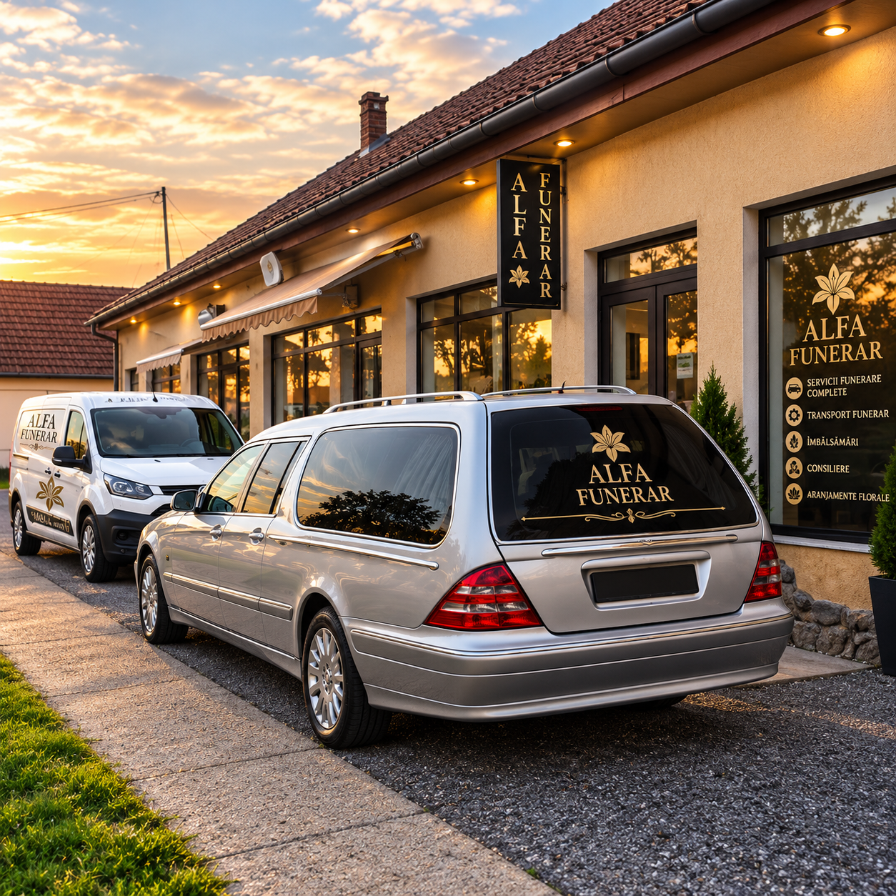 Servicii funerare Mureș – casa funerară Alfa Funerar la apus
